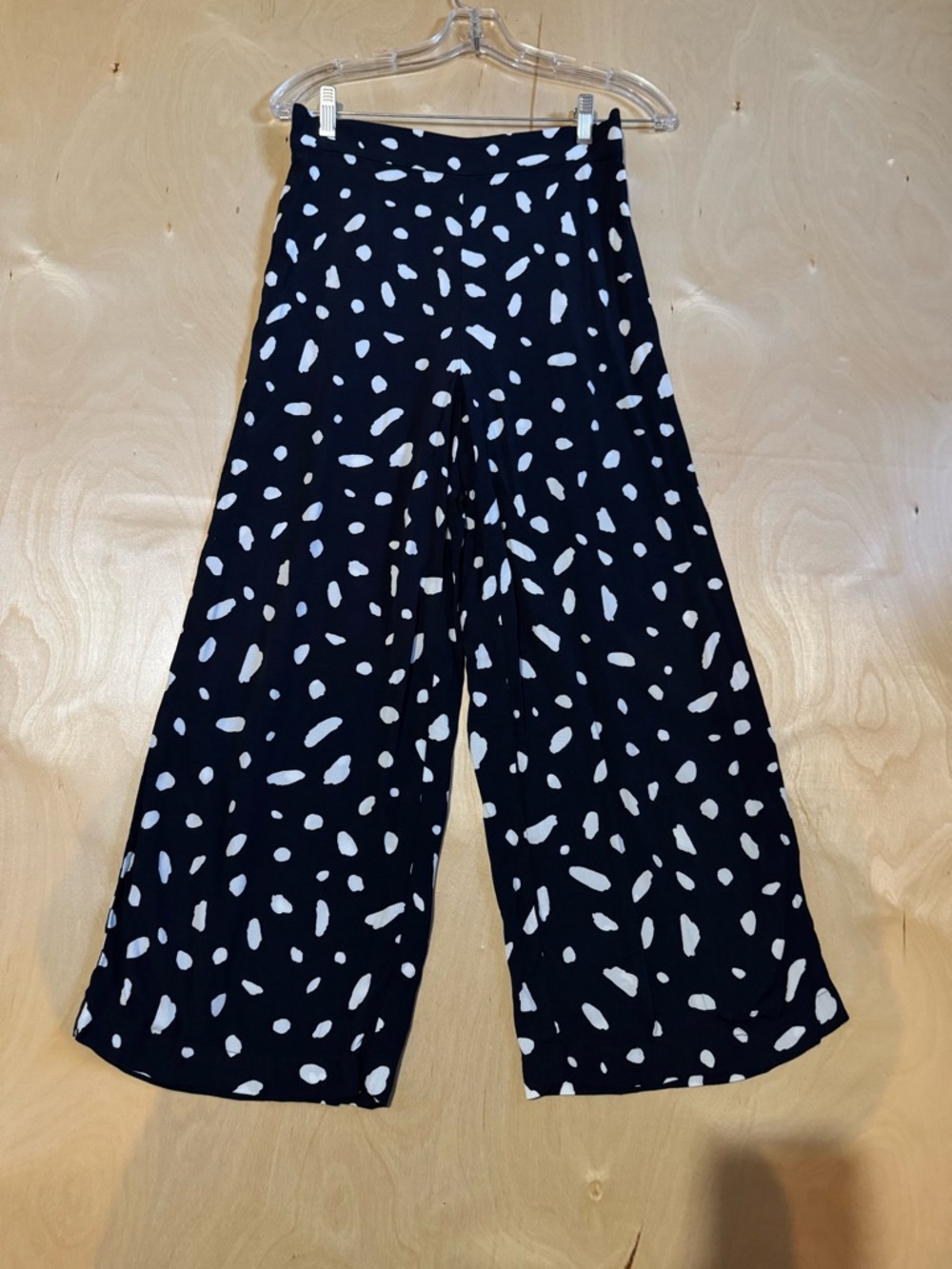 Wilfred Black and White Polka Dot Wide-Leg Pants Size Medium
